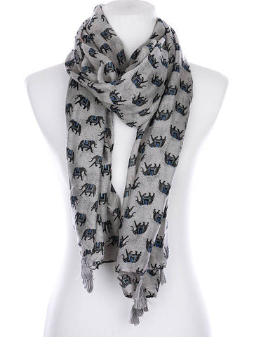 SCARF   ELEPHANT PRINT  KYF99007TGRY - Scarvesnthangs
 - 2