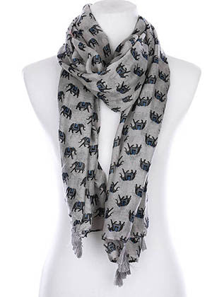 SCARF   ELEPHANT PRINT  KYF99007TGRY
