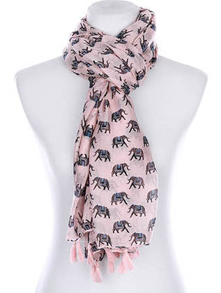 SCARF   ELEPHANT PRINT  KYF99007TPNK - Scarvesnthangs
 - 3