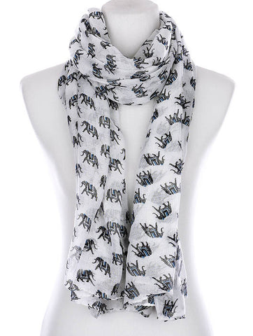 SCARF   ELEPHANT PRINT  KYF99007WHT - Scarvesnthangs
 - 2