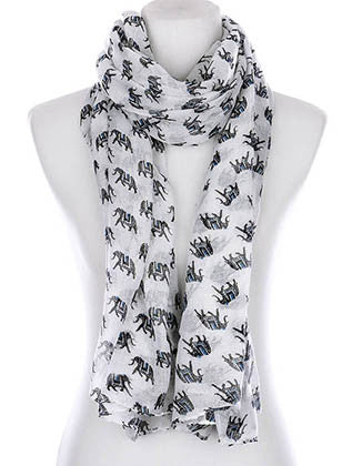 SCARF   ELEPHANT PRINT  KYF99007WHT