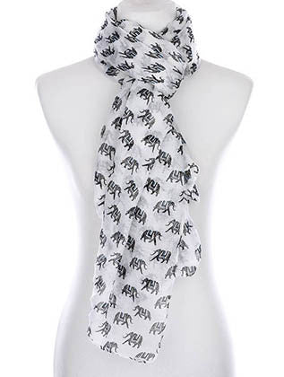 SCARF   ELEPHANT PRINT  KYF99007WHT - Scarvesnthangs
 - 3