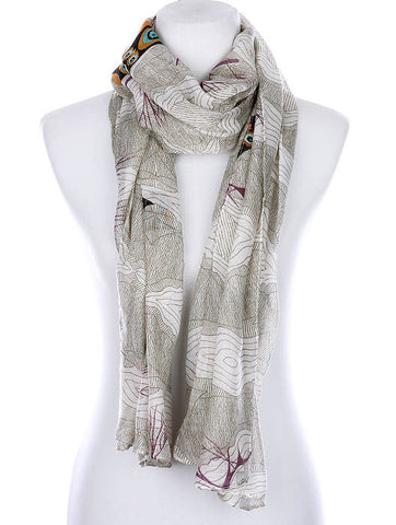 SCARF   OWL PRINT  KYF99008GRY - Scarvesnthangs
 - 2