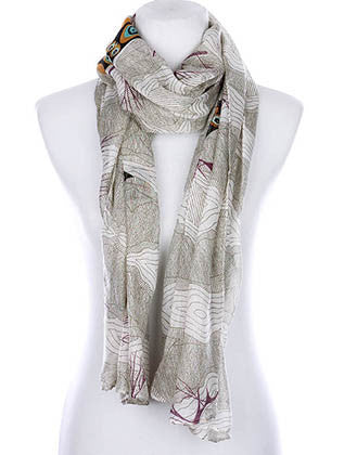 SCARF   OWL PRINT  KYF99008GRY