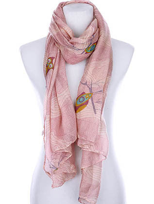 SCARF   OWL PRINT  KYF99008PNK - Scarvesnthangs
 - 1