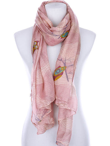 SCARF   OWL PRINT  KYF99008PNK - Scarvesnthangs
 - 2
