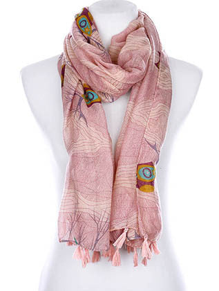 SCARF   OWL PRINT  KYF99008TPNK - Scarvesnthangs
 - 1