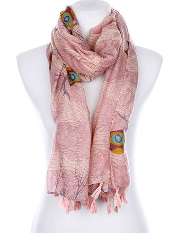 SCARF   OWL PRINT  KYF99008TPNK - Scarvesnthangs
 - 2