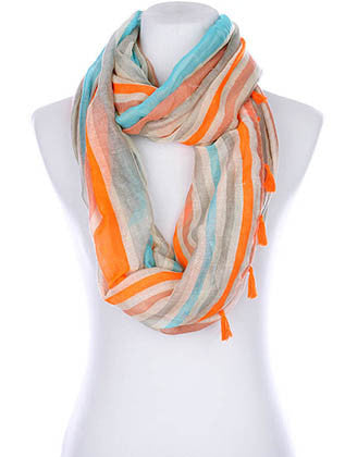 SCARF   NEON STRIPES  KYF99009ETBLUMLT - Scarvesnthangs
 - 1