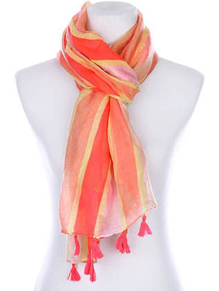 SCARF   NEON STRIPES  KYF99009TORGMLT - Scarvesnthangs
 - 3