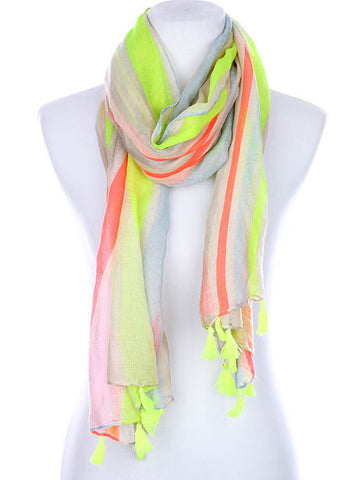 SCARF   NEON STRIPES  KYF99009TYEWMLT - Scarvesnthangs
 - 2
