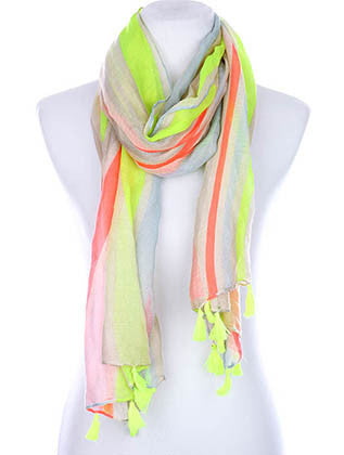 SCARF   NEON STRIPES  KYF99009TYEWMLT - Scarvesnthangs
 - 1