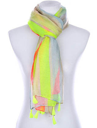 SCARF   NEON STRIPES  KYF99009TYEWMLT - Scarvesnthangs
 - 3