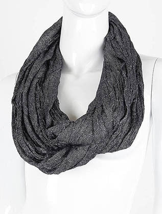 SCARF   METALLIC THREAD  LAF23781BLK - Scarvesnthangs
 - 3