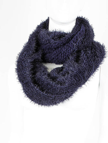 SCARF   EYELASH YARN  LAF4031NVY - Scarvesnthangs
 - 2