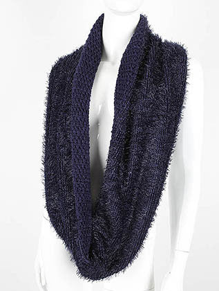 SCARF   EYELASH YARN  LAF4031NVY - Scarvesnthangs
 - 3