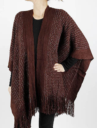 SCARF   METALLIC THREAD ACCENT  LAF4034BRO - Scarvesnthangs
 - 1
