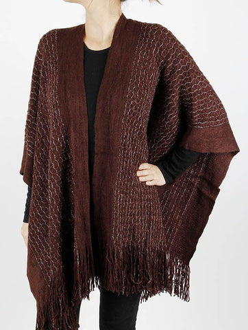 SCARF   METALLIC THREAD ACCENT  LAF4034BRO - Scarvesnthangs
 - 2