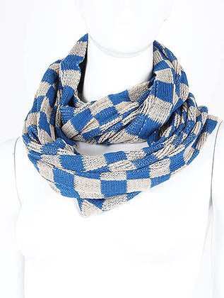 SCARF   CHECKER BOARD  LAF4058BLU