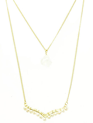 NECKLACE  LTN0109GDWHT - Scarvesnthangs
 - 2