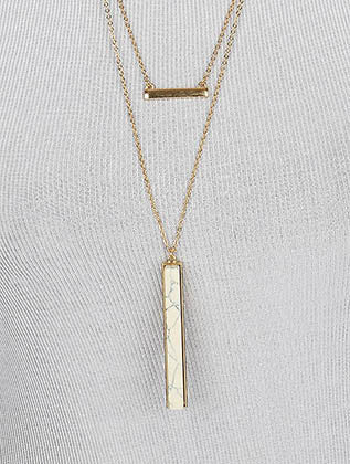 NECKLACE  LTN0122GDWHT - Scarvesnthangs
 - 3