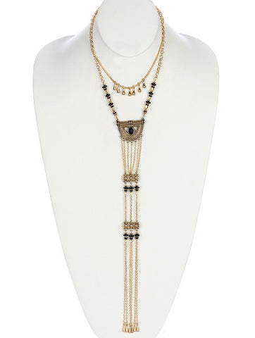 NECKLACE  MMN15298GDBLK - Scarvesnthangs
 - 2