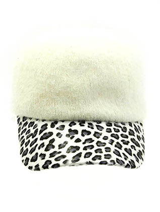 HAT AND CAP   LEOPARD PRINT  NLH2323WHT