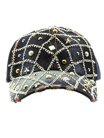 HAT AND CAP   LUCITE STONE  NLH2368RDDBLU - Scarvesnthangs
 - 2