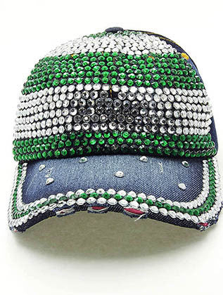 HAT AND CAP   METALLIC STUD  NLH2410RDGRN