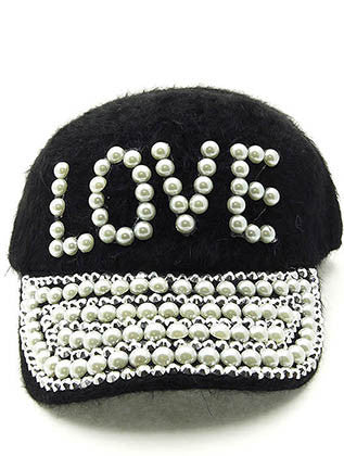 HAT AND CAP   LOVE  NLH2411CRMBLK