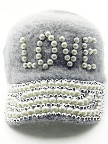 HAT AND CAP   LOVE  NLH2411CRMGRY - Scarvesnthangs
 - 2