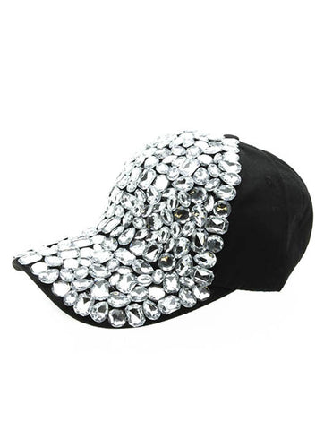 HAT AND CAP   FACETED LUCITE STONE  NLH2485RDBLK - Scarvesnthangs
 - 2