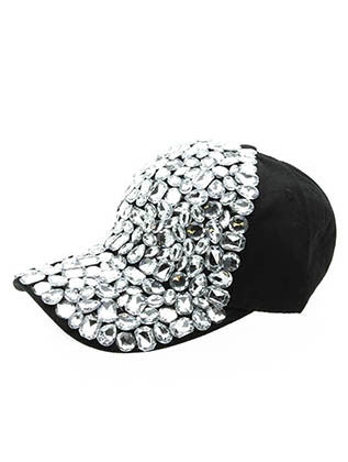 HAT AND CAP   FACETED LUCITE STONE  NLH2485RDBLK