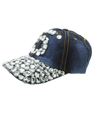 HAT AND CAP   FACETED LUCITE STONE  NLH2492RDDBLU