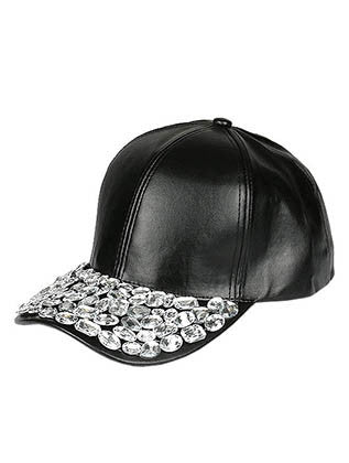 HAT AND CAP   FACETED LUCITE STONE  NLH2493RDBLK