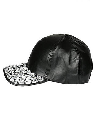 HAT AND CAP   FACETED LUCITE STONE  NLH2493RDBLK - Scarvesnthangs
 - 3