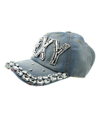 HAT AND CAP   FACETED LUCITE STONE  NLH3021RDBLU