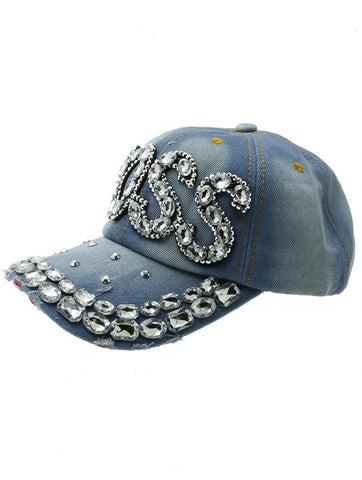 HAT AND CAP   FACETED LUCITE STONE  NLH3023RDBLU - Scarvesnthangs
 - 2