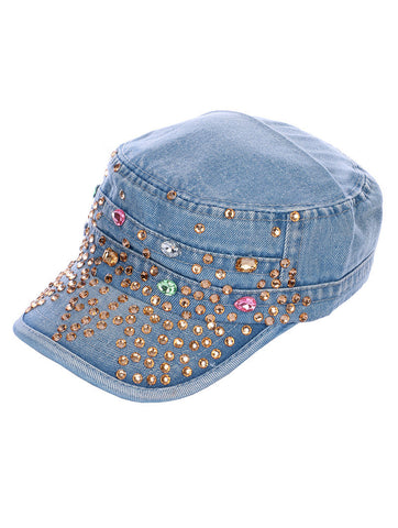 HAT AND CAP   LUCITE STONE  NLH3039MLTBLU - Scarvesnthangs
 - 2