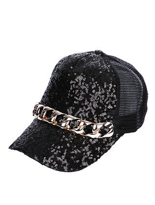 HAT AND CAP   SEQUIN  NLH3055GDBLK