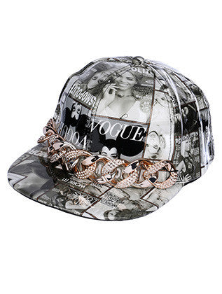 HAT AND CAP   MAGAZINE PRINT  NLH3072GDBLK
