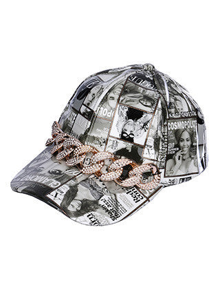 HAT AND CAP   MAGAZINE PRINT  NLH3073GDBLK