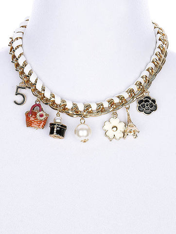 NECKLACE  NLN2018GDWHT - Scarvesnthangs
 - 2