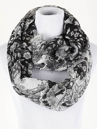 SCARF   FLORAL PRINT  NYF59093BLK - Scarvesnthangs
 - 1