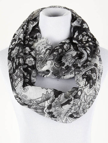 SCARF   FLORAL PRINT  NYF59093BLK - Scarvesnthangs
 - 2