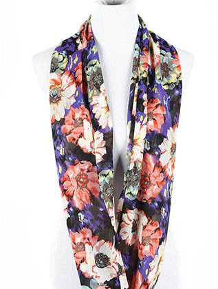 SCARF   FLORAL PRINT  NYF59094BLU - Scarvesnthangs
 - 3