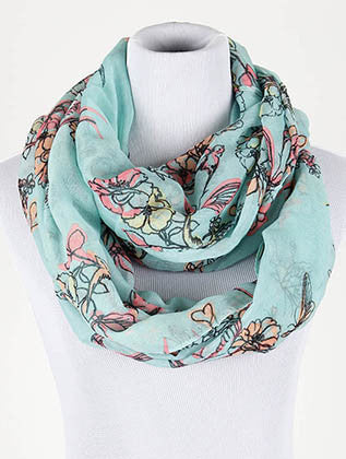 SCARF   FLORAL PRINT  NYF59096BLU - Scarvesnthangs
 - 1