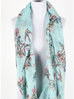 SCARF   FLORAL PRINT  NYF59096BLU - Scarvesnthangs
 - 3