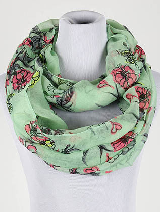 SCARF   FLORAL PRINT  NYF59096GRN - Scarvesnthangs
 - 1