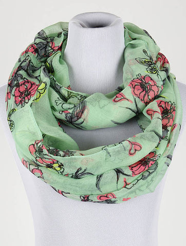 SCARF   FLORAL PRINT  NYF59096GRN - Scarvesnthangs
 - 2